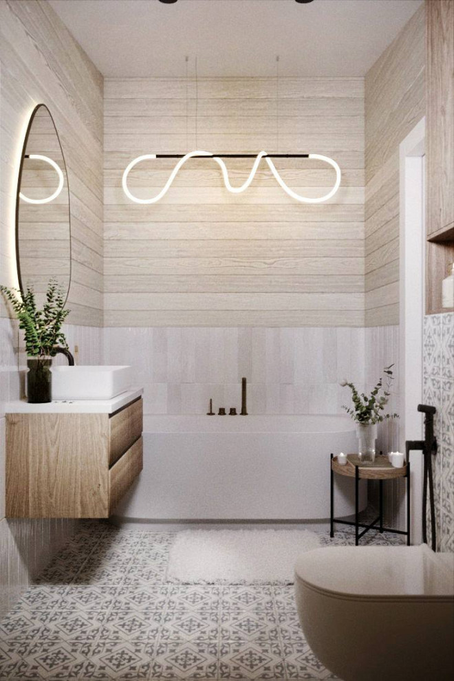 Дизайн ванной комнаты в доме из бруса