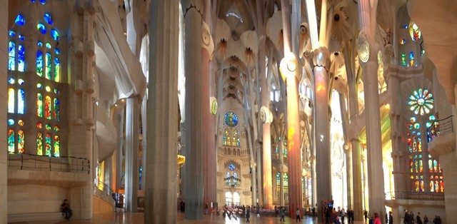 Interiors Of La Sagrada Familia Barcelona Catalonia Spain Print ...