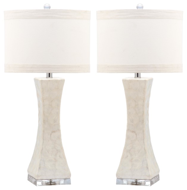 Shelley Concave Table Lamp in White - Set of 2
