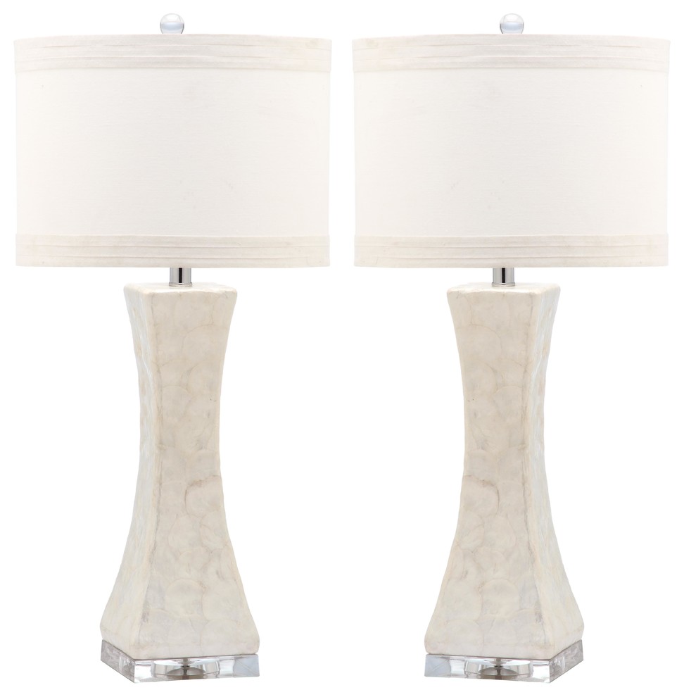 Shelley Concave Table Lamp in White - Set of 2