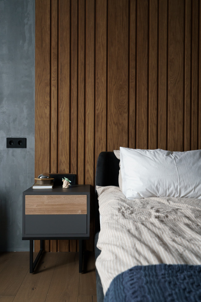 Серая мебель с деревом для всей квартиры