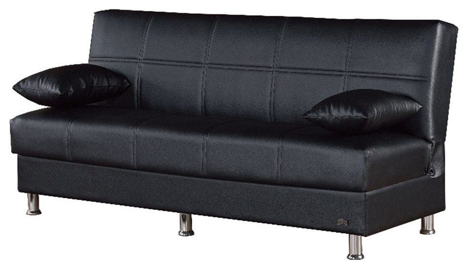 Beyan Signature Halifax 75" Faux Leather Convertible Sleeper Sofa in