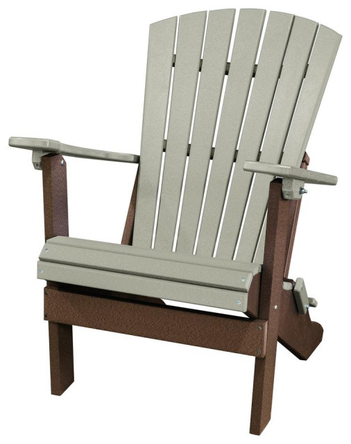 Fan Back Folding Adirondack Chair Made In The Usa Weatherwood Tudor Brown Transitional Chairs By American Furniture Classics Houzz - Leisure Season Reclining Patio Muskoka Chair With Pull Out Ottoman