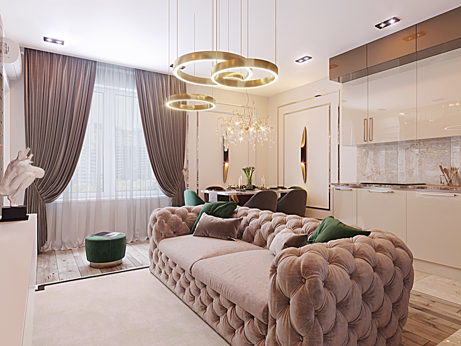 ЖК Русский Авангард, 100м2, 4-х квартира кухня-гостиная