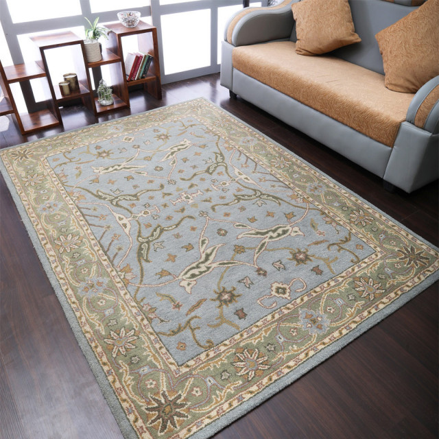 Rugsotic Carpets Hand Tufted Wool Runner Area Rug Blue Green Traditional Area Rugs by Get