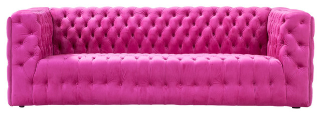Pasargad Vicenza Collection Velvet Tufted Sofa Contemporary