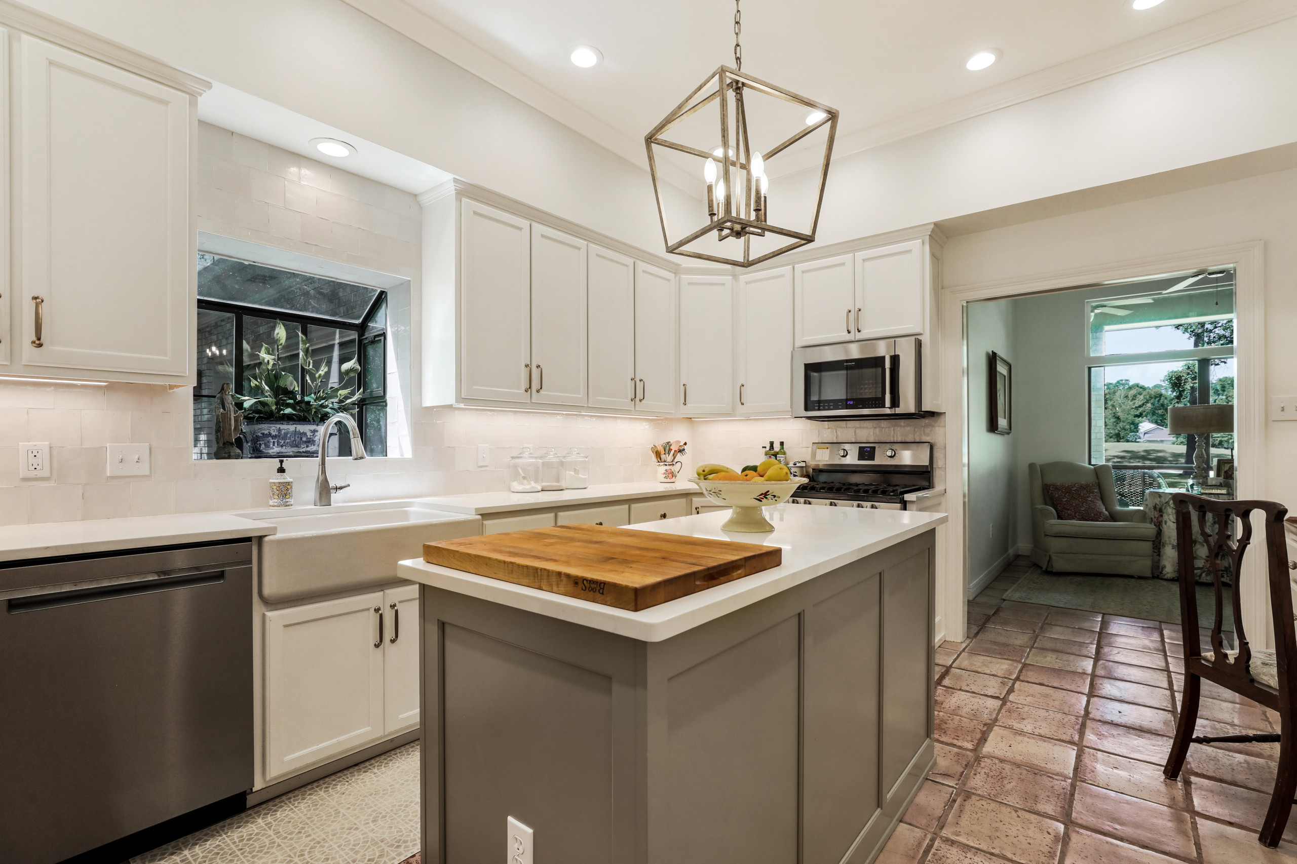 Painted Island and Saltillo Tile Floor