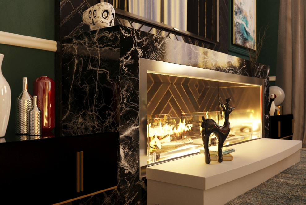 Гостиная с биокамином