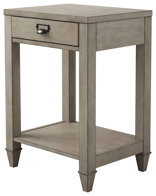 Solid Wood End Table with Drawer and Storage Shelf - Contemporary ...