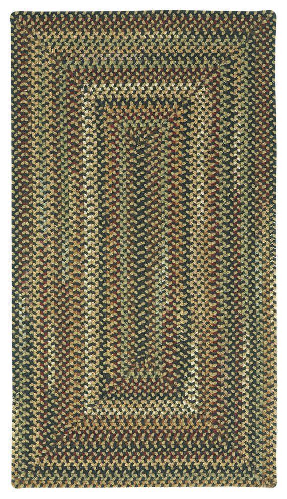 Bangor Concentric Braided Rectangle Rug, Very Charcoal 2'x8' Runner