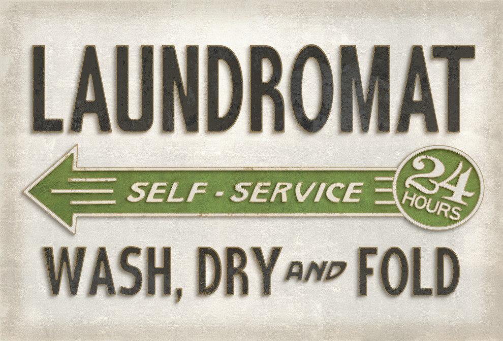 Vintage Vinyl Laundromat White 38x56 Vintage Vinyl Floorcloth