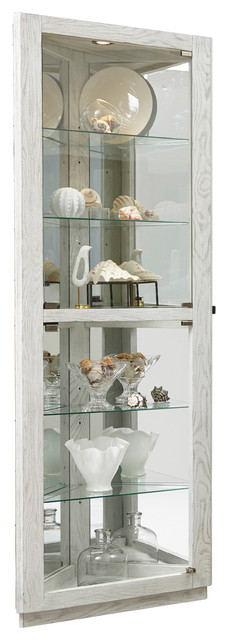 Dual Door 5 Shelf Corner Curio Cabinet Antique White Farmhouse