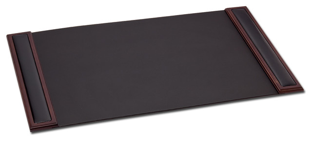 P8401 Walnut Leather 34"x20" Side Rail Desk Pad
