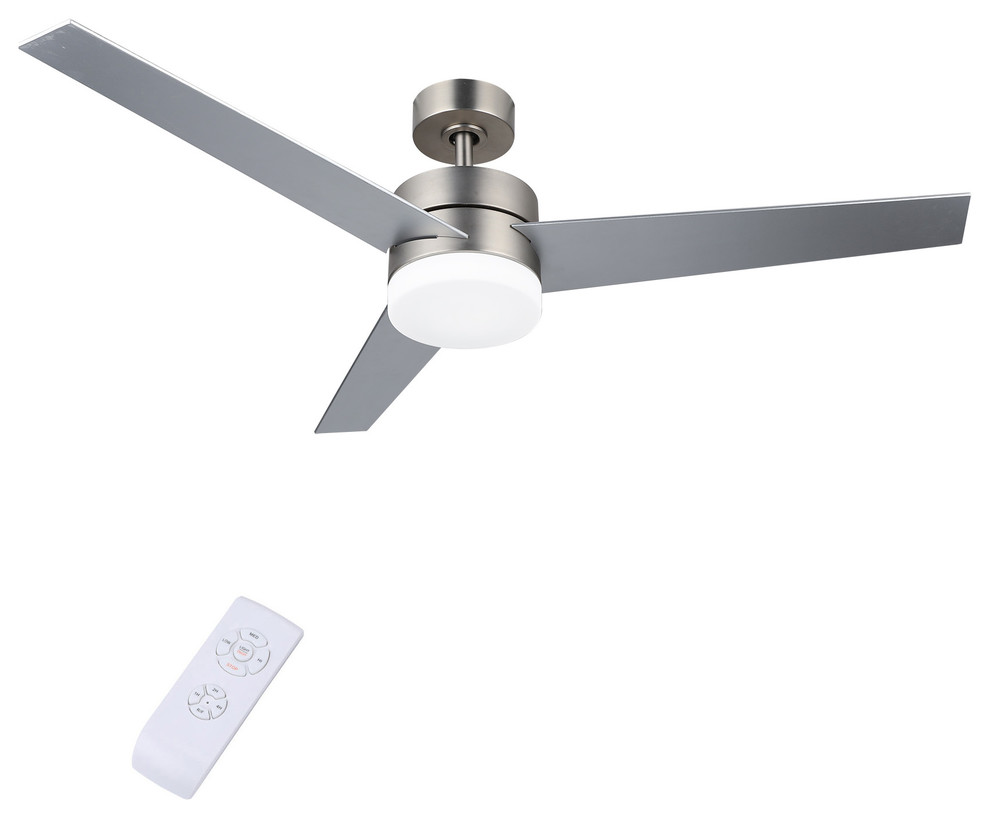 52 Ceiling Fan With Led Light And Remote Control Brushed Nickel Finish