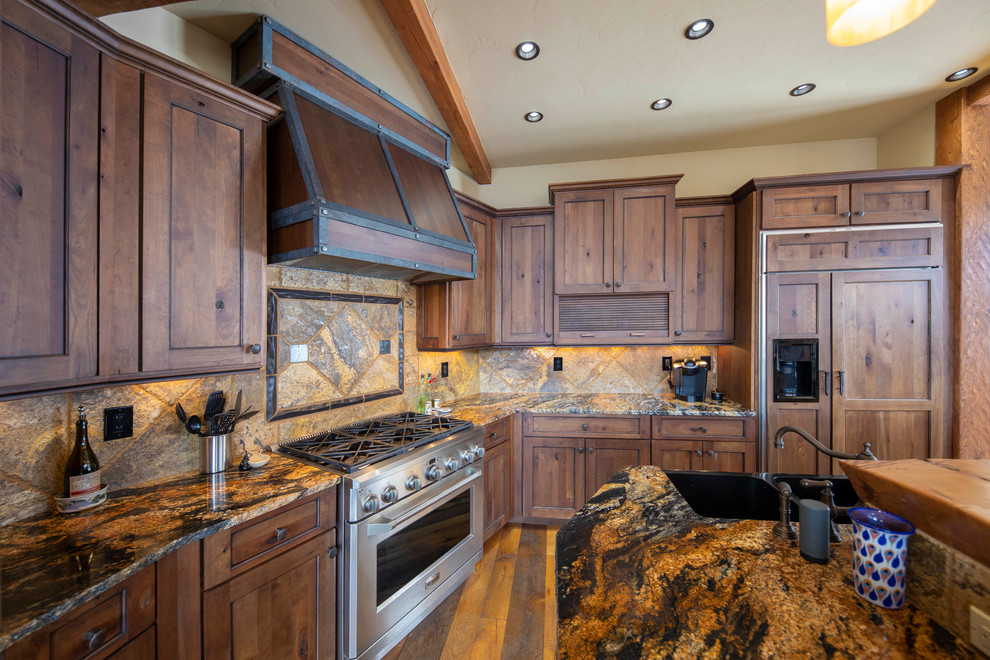 Inspiration for a rustic kitchen remodel in Denver