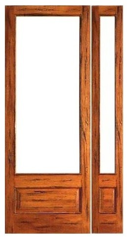 Prehung Rustic-1-lite-P/B Patio Solid Wood 1 Panel IG Glass Sidelight Door