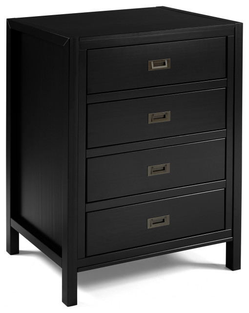40" Classic Solid Wood 4Drawer Chest, Black Transitional Dressers by Walker Edison Houzz