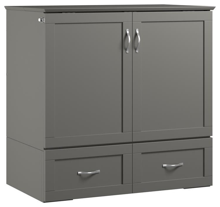 Bowery Hill Wood Twin Extra Long Murphy Bed Chest in Gray