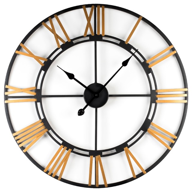 Wrought Iron Wall Clock Bold Rusty Roman Number