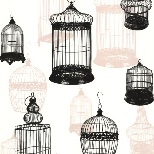 Avian Black Bird Cages Wallpaper, Bolt.