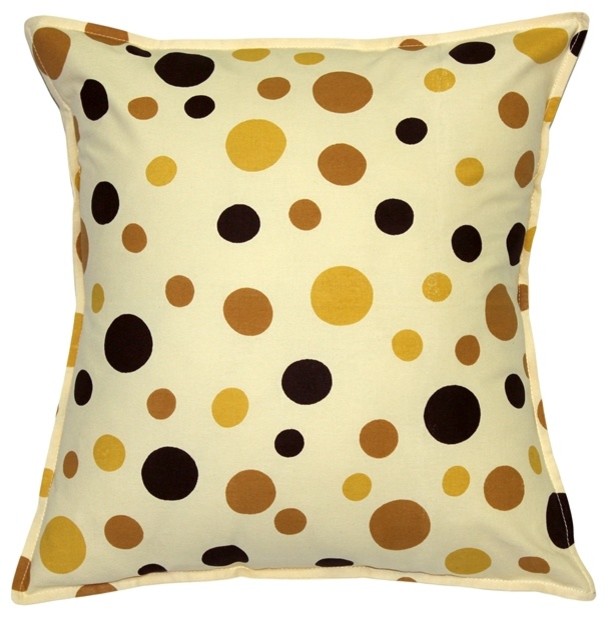Pillow Decor Polka Dot Confetti Yellow Cotton Throw Pillow 17X17, 16