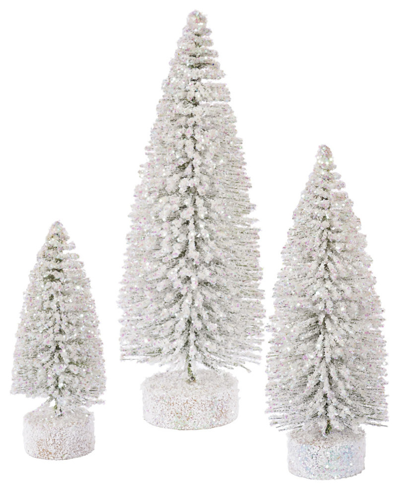 5"-7"-9" White Snow Oval Tree Set