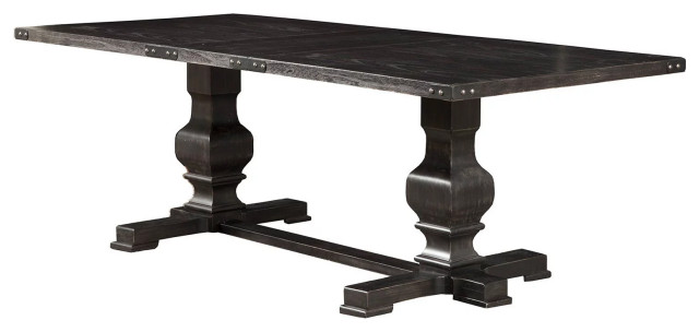 Vintage Dining Table, Double Pedestal With Trestle Base & Rectangular ...