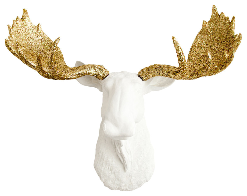Faux Moose Head Resin Wall Mount Contemporary Wall Sculptures by