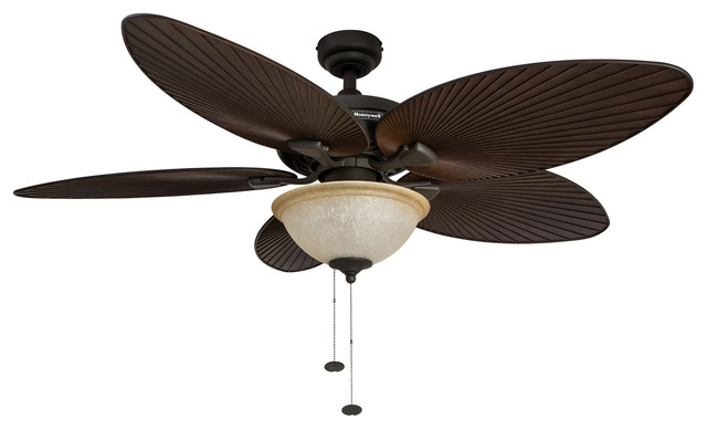 52 Palm Island Bronze Ceiling Fan With Bowl Light