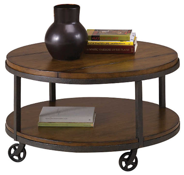 Baja Round Cocktail Table By Hammary Industrial Coffee