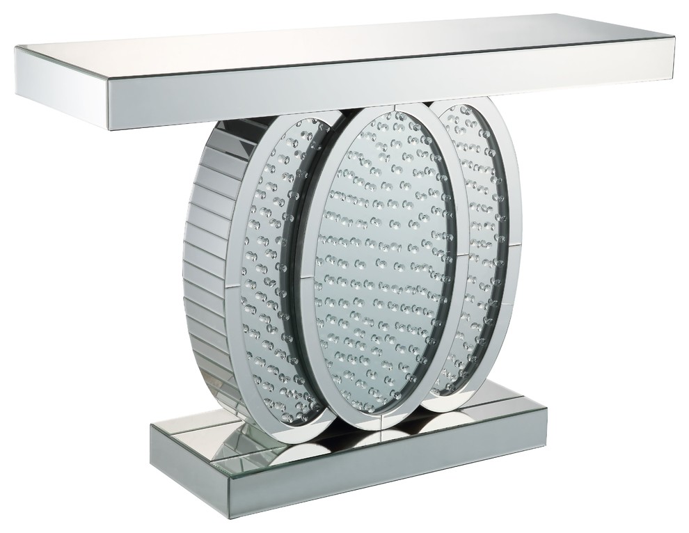 ACME Nysa Console Table, Mirrored and Faux Crystals