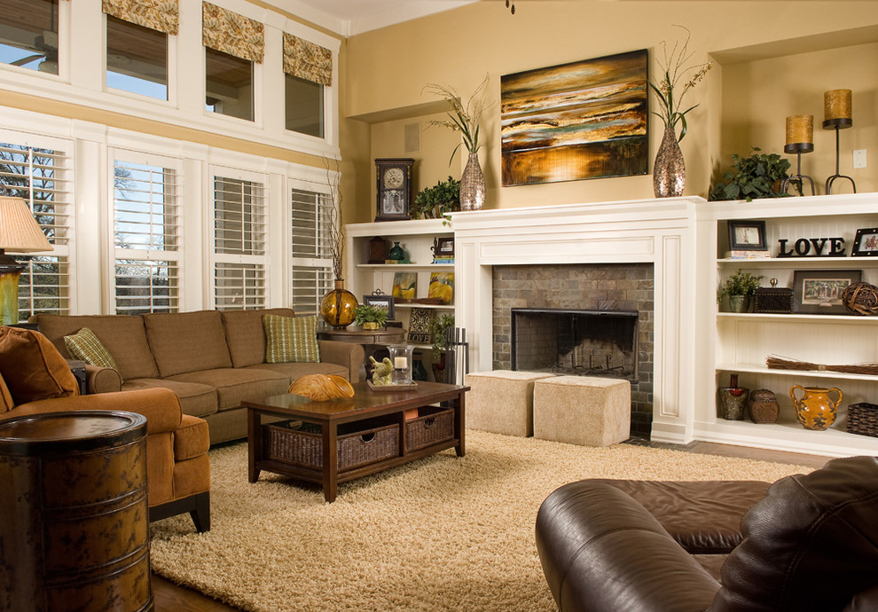 Traditional living room in DC Metro with beige walls.