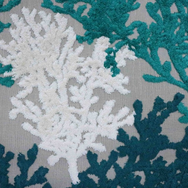 Reef Coral Pattern Cut Velvet Upholstery Fabric Beach Style