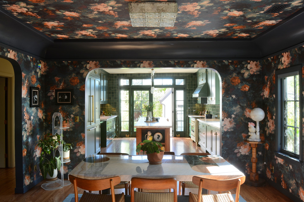 Example of a transitional dining room design in Los Angeles