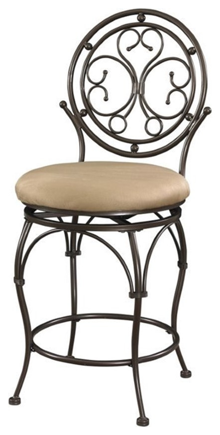 Bowery Hill 24" Big Tall Metal Counter Stool Scroll Back in Bronze