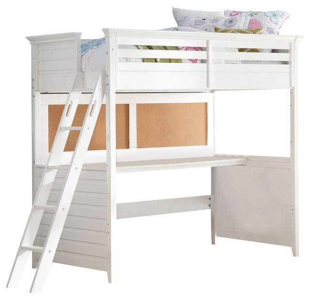 Acme Furniture Lacey Twin Loft Bed With Desk In White