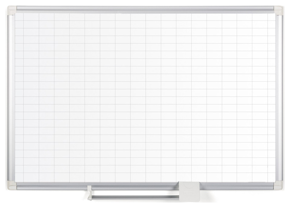 Steel DryErase Planning Board, 1"x2" Grid, Aluminum Frame, 24