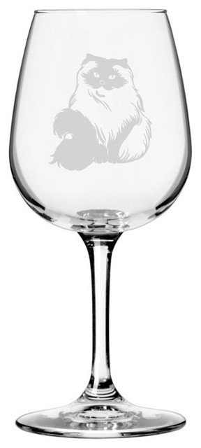 Himalayan, Front View 1 Cat Themed Etched All Purpose 12.75oz. Libbey Wine Glass