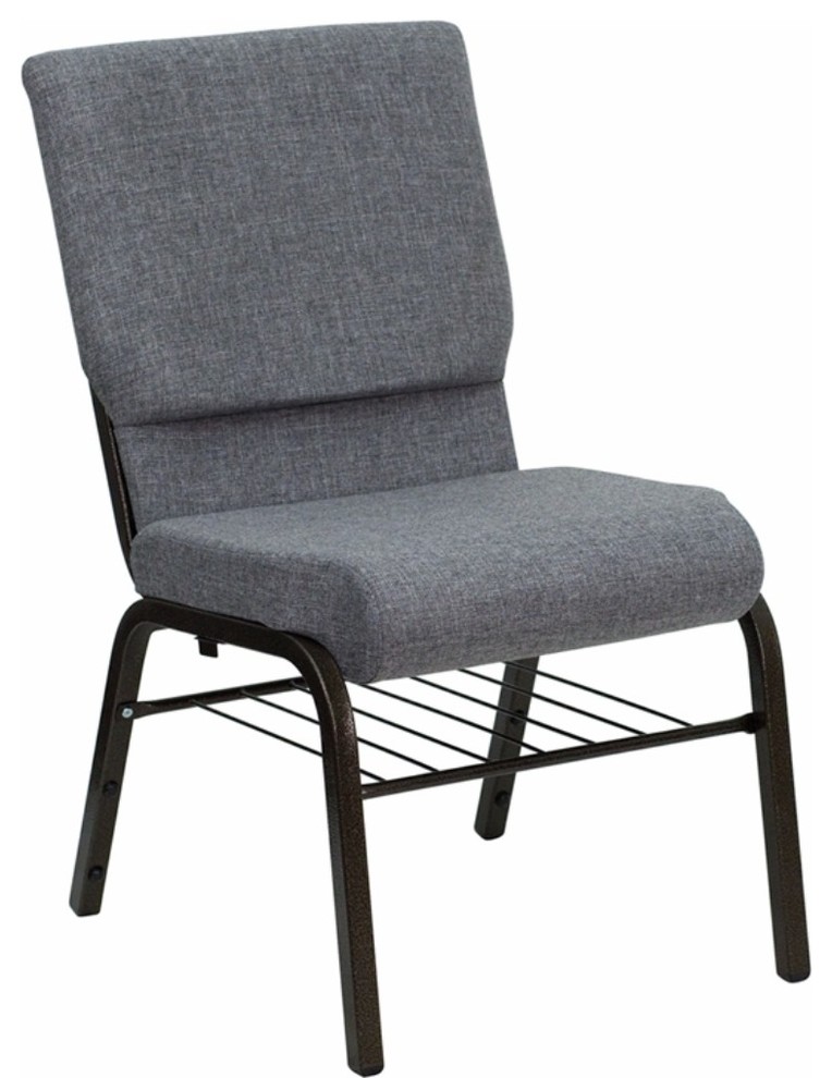 Offex 18.5"W Fabric Church Chair With Book Rack Contemporary Office