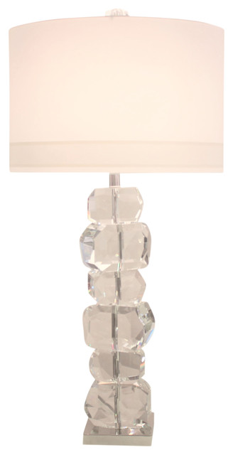 Luxe Stacked Faceted Crystal Gemstone Table Lamp 38 Column