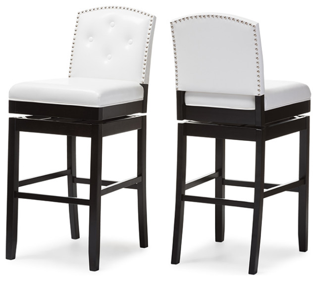 Baxton Studio Ginaro Buttontufted Upholstered Swivel Bar Stool Set of