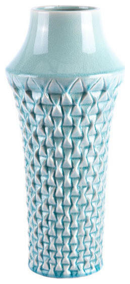Zuo Brick Textured Ceramic Vase Light Teal Contemporary Vases