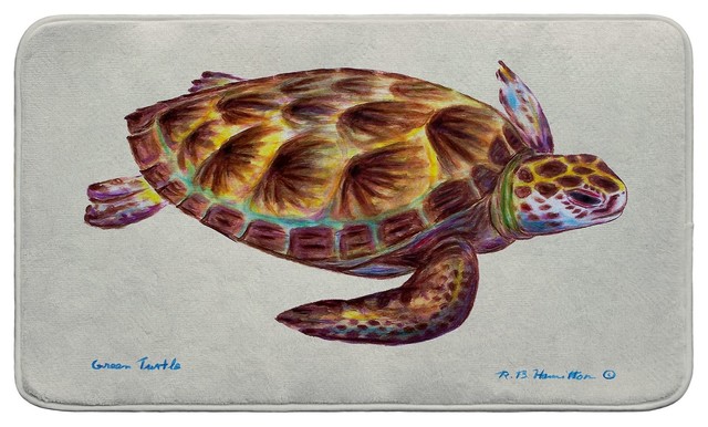 Betsy Drake Green Sea Turtle Bath Mat 18x30