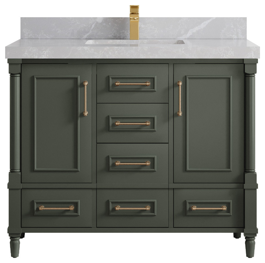 Aberdeen 42 Single Sink Bath Vanity Pewter Green 2" Light Gray