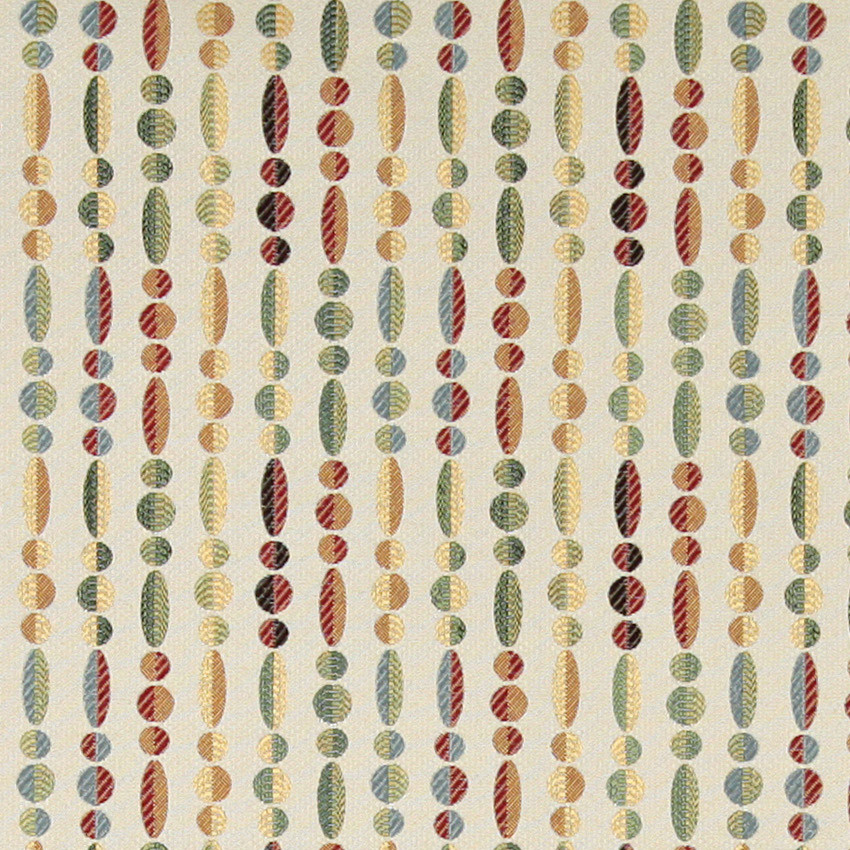 Green, Yellow and Red, Striped Contemporary Upholstery Fabric By The Yard