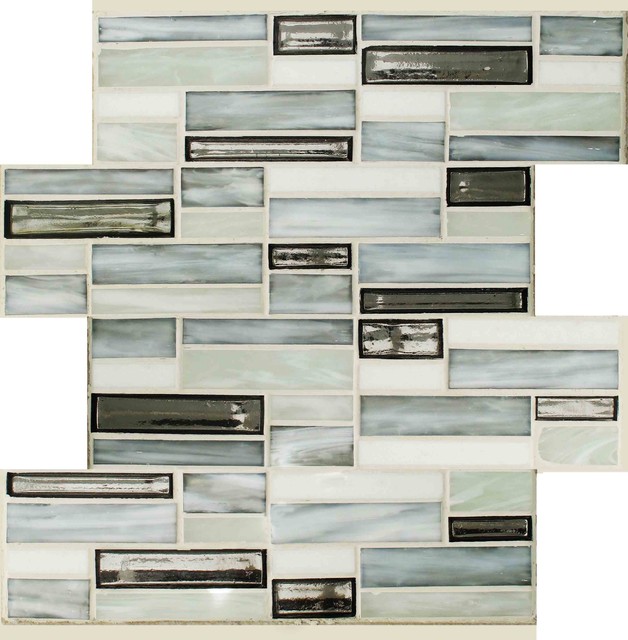 SPARKLER Mercury Glass Mosaic Tile, 12"x12", Set of 10 Contemporary