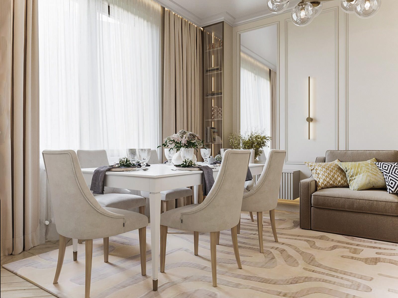 Гостиная в квартире 100 м2 в жк Тушино 2018