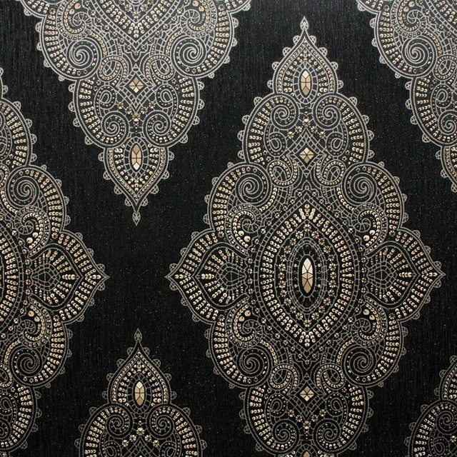 Jewel Wallpaper, Black/Gold, Roll