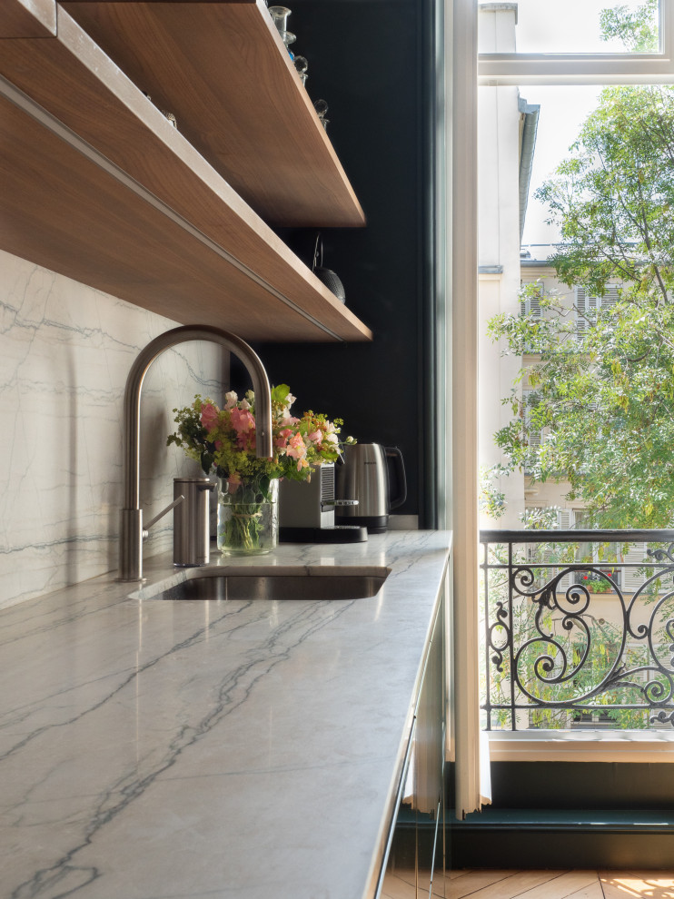 This is an example of a transitional kitchen in Paris.