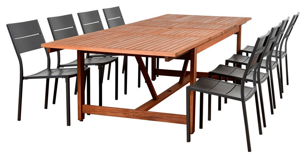 Amazonia Kabul 9Piece Rectangular Patio Dining Set Transitional